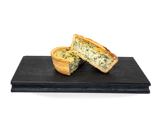 Quiche de espinacas, queso azul y cabra